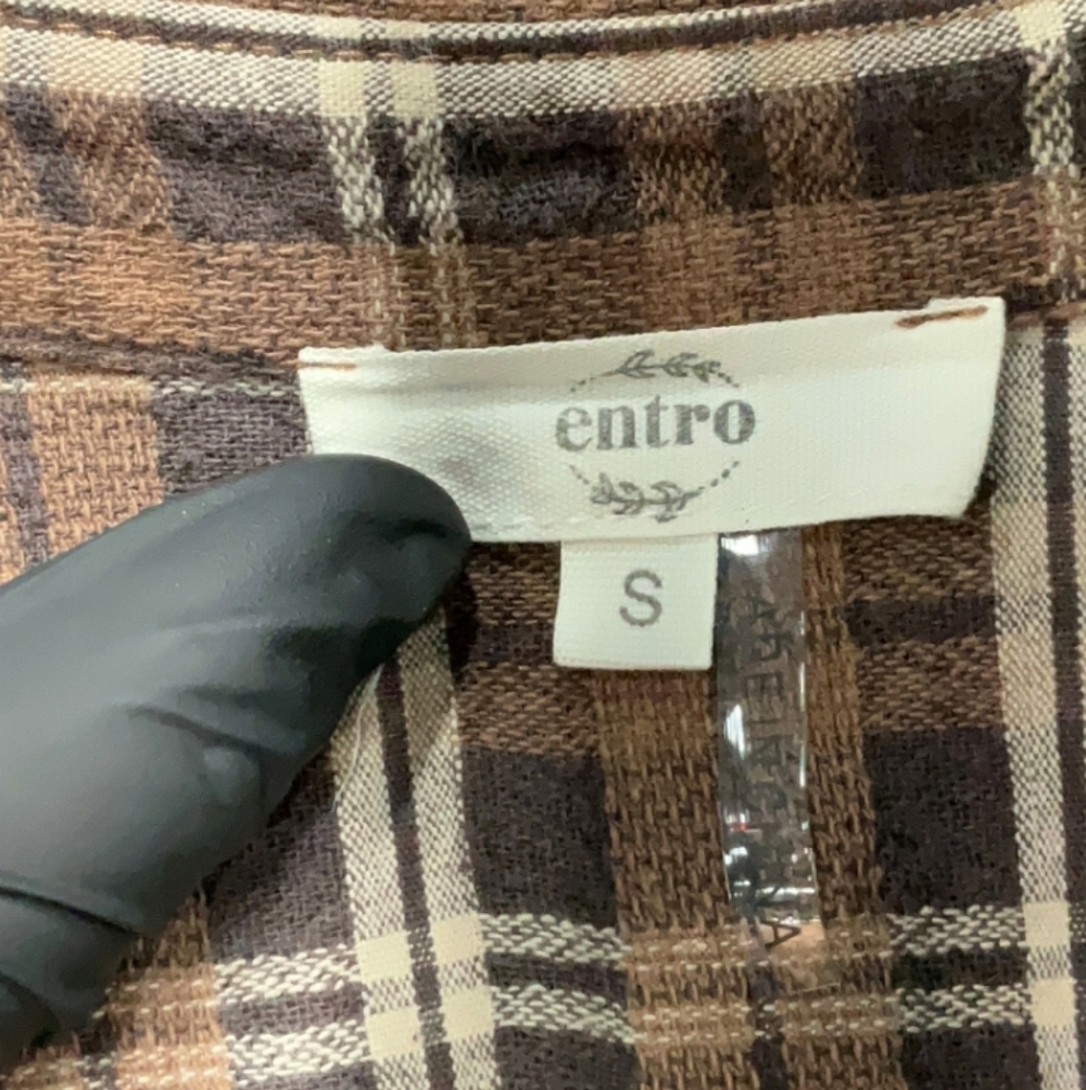 Entro Brown Plaid Flannel Shirtdress S $51 Retail - Picture 3 of 8